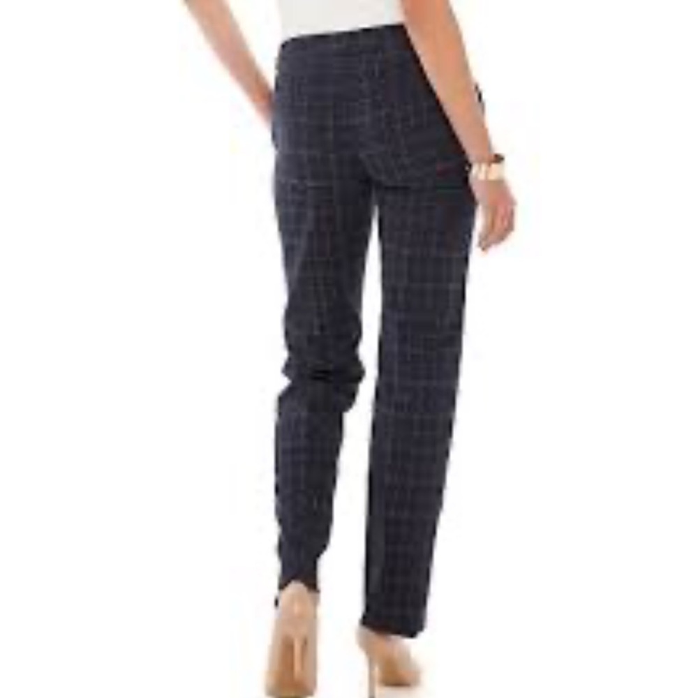 Ann Taylor Women's Dark Navy Plaid Straight Leg Pants Size 14 New With Tag